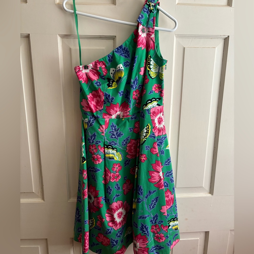 Talbots Green Asymmetrical One-Shoulder Sundress